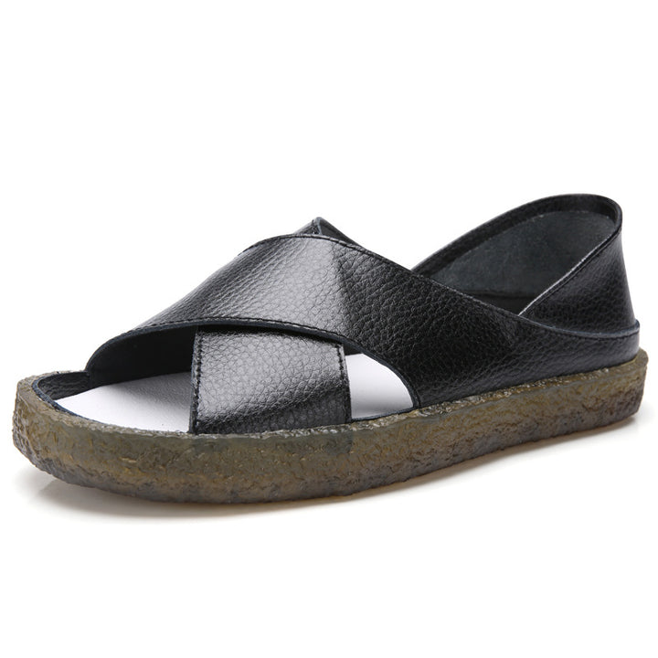 Women's nan perforated leather sandals with an open toe area, anatomical comfort footbed, and shock-absorbing rubber sole Mune Fashion