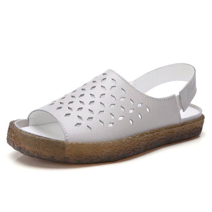 Women's nan perforated leather sandals with an open toe area, anatomical comfort footbed, and shock-absorbing rubber sole Mune Fashion