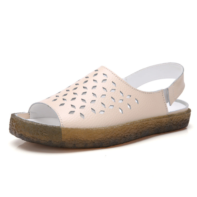Women's nan perforated leather sandals with an open toe area, anatomical comfort footbed, and shock-absorbing rubber sole Mune Fashion
