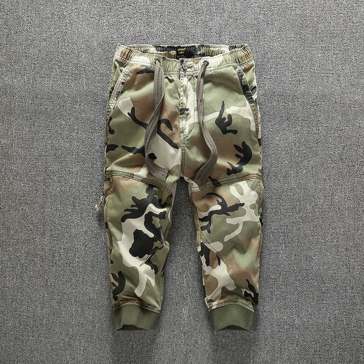 Men's Cargo Jogging Pants with Elastic Waistband, Cuffs, and Knee Reinforcement Mune Fashion