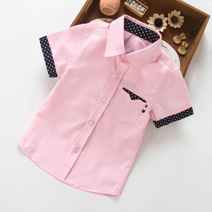 Stylish short-sleeved shirt for boys with playful application Mune Fashion