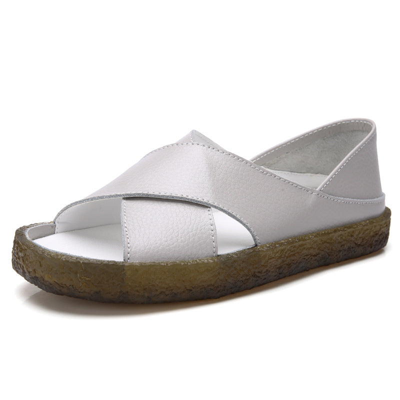 Women's nan perforated leather sandals with an open toe area, anatomical comfort footbed, and shock-absorbing rubber sole Mune Fashion