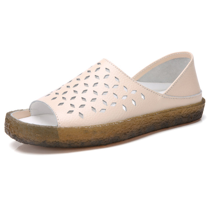 Women's nan perforated leather sandals with an open toe area, anatomical comfort footbed, and shock-absorbing rubber sole Mune Fashion