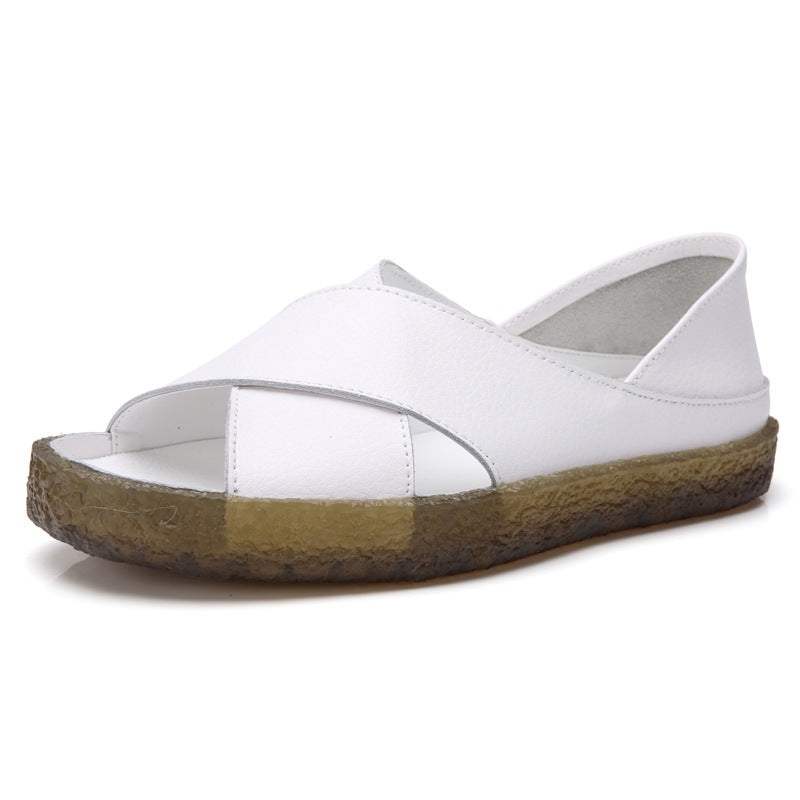 Women's nan perforated leather sandals with an open toe area, anatomical comfort footbed, and shock-absorbing rubber sole Mune Fashion
