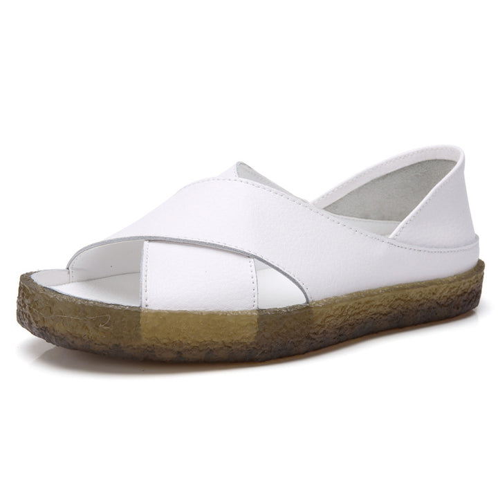 Women's nan perforated leather sandals with an open toe area, anatomical comfort footbed, and shock-absorbing rubber sole Mune Fashion