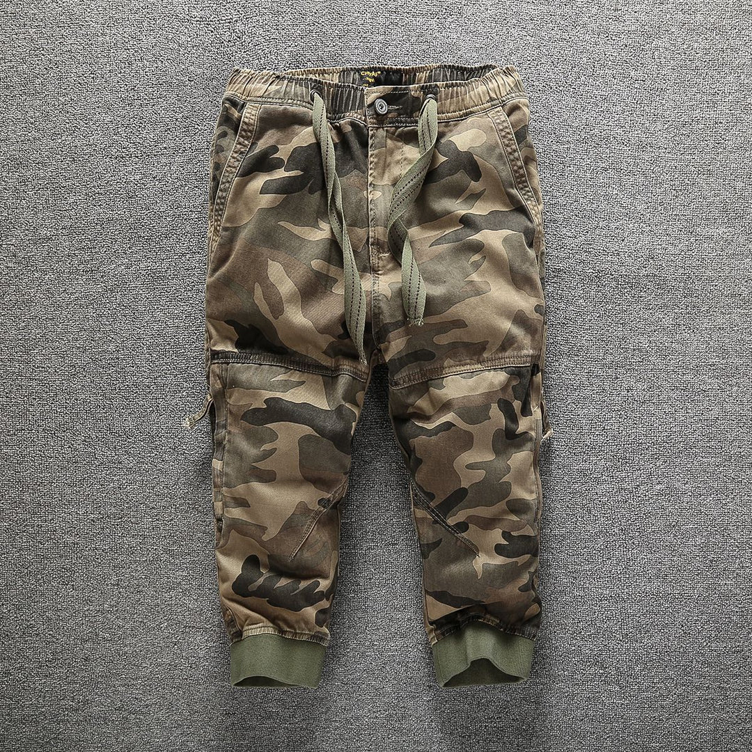 Men's Cargo Jogging Pants with Elastic Waistband, Cuffs, and Knee Reinforcement Mune Fashion