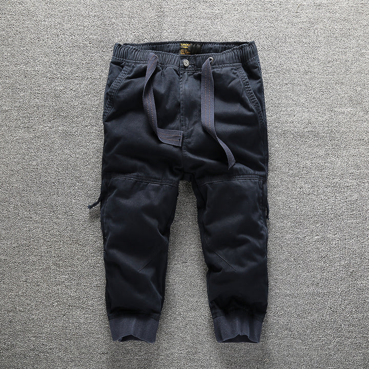 Men's Cargo Jogging Pants with Elastic Waistband, Cuffs, and Knee Reinforcement Mune Fashion