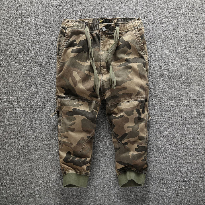 Men's Cargo Jogging Pants with Elastic Waistband, Cuffs, and Knee Reinforcement Mune Fashion