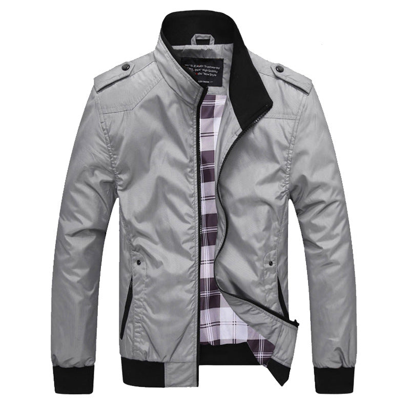 Men's transitional bomber-style jacket with checked lining, shoulder epaulets, and ribbed cuffs Mune Fashion