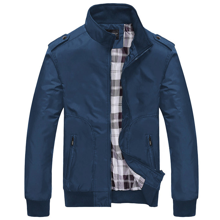 Men's transitional bomber-style jacket with checked lining, shoulder epaulets, and ribbed cuffs Mune Fashion
