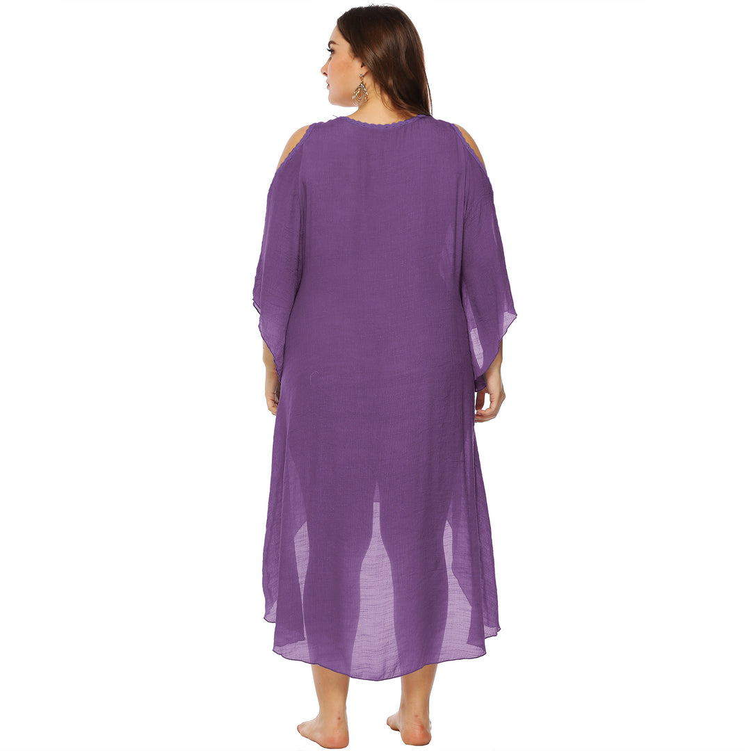 Women with floral embroidery beach cover-up Mune Fashion