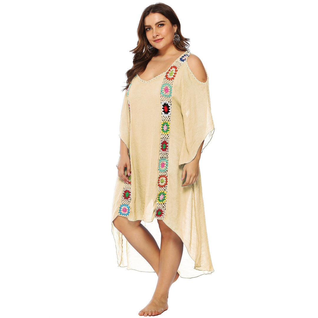 Women with floral embroidery beach cover-up Mune Fashion