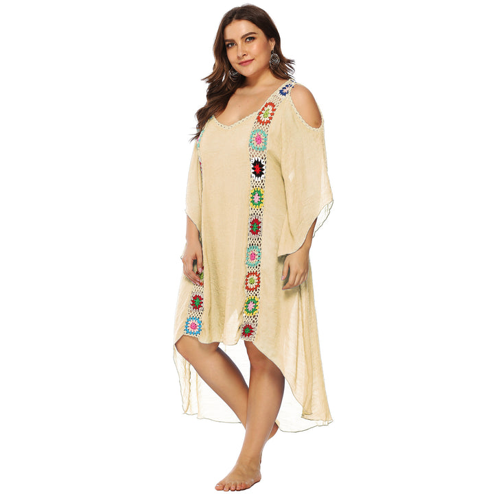 Women with floral embroidery beach cover-up Mune Fashion