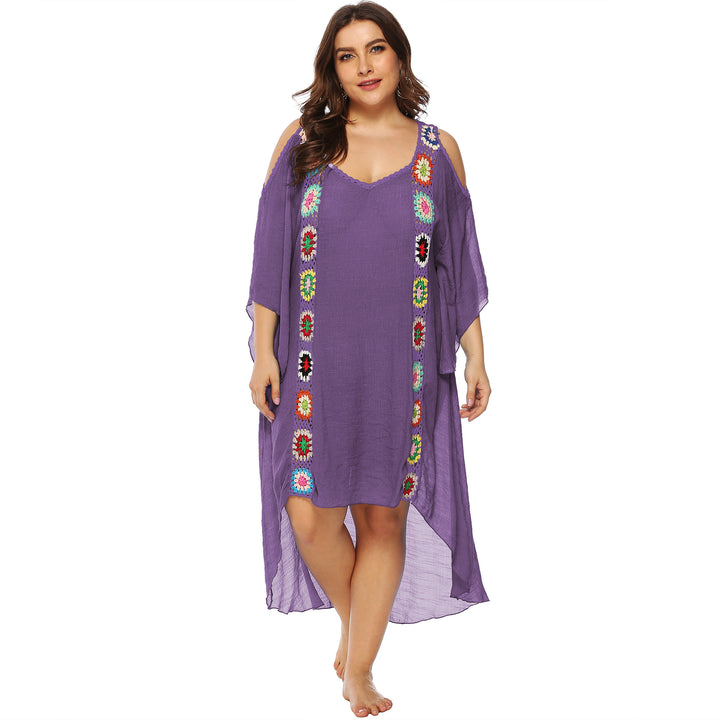 Women with floral embroidery beach cover-up Mune Fashion