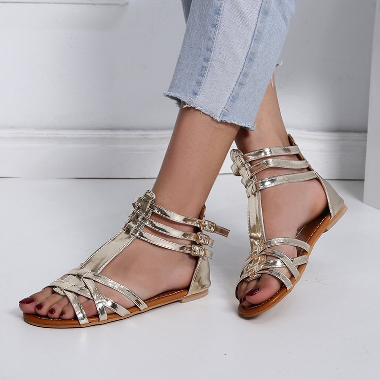 Women's Boho-Strap Sandal with Braided Textile Straps and Ankle-High Wraparound Design Mune Fashion