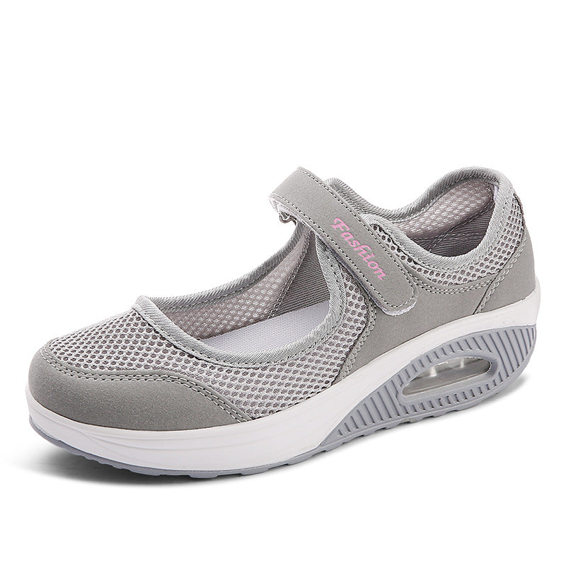 Women nan breathable strap ballerina walking shoe with Velcro and air cushion Mune Fashion