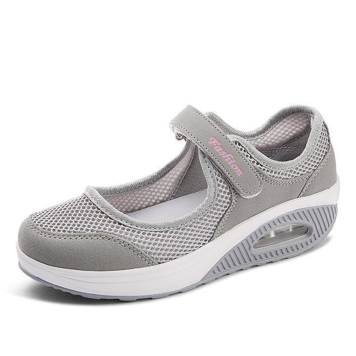 Women nan breathable strap ballerina walking shoe with Velcro and air cushion Mune Fashion