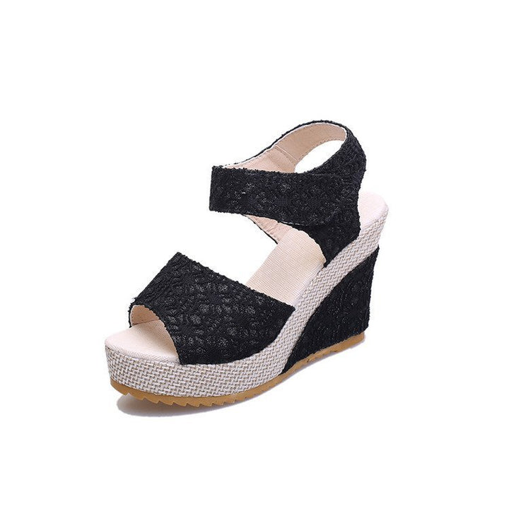 Women's summer wedge sandals with woven sole and adjustable Velcro fastener Mune Fashion