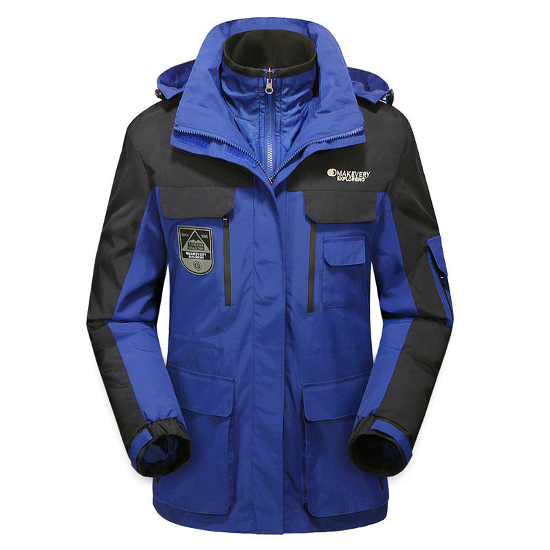 Men's waterproof breathable three-piece outdoor expedition jacket with hood and multifunction pockets Mune Fashion