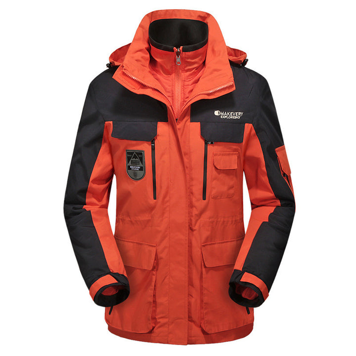 Men's waterproof breathable three-piece outdoor expedition jacket with hood and multifunction pockets Mune Fashion