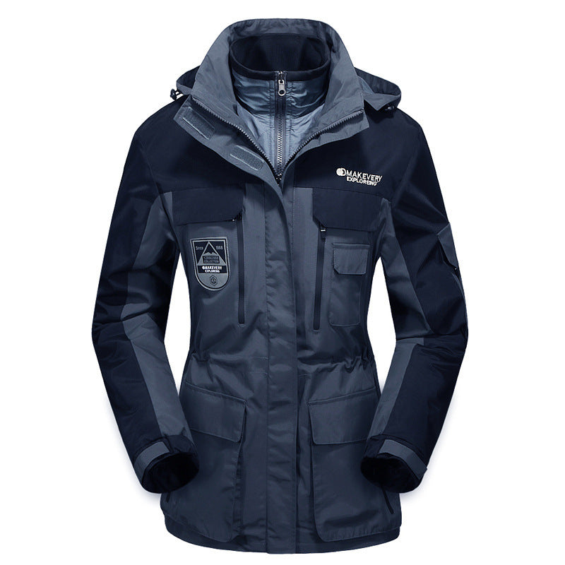 Men's waterproof breathable three-piece outdoor expedition jacket with hood and multifunction pockets Mune Fashion