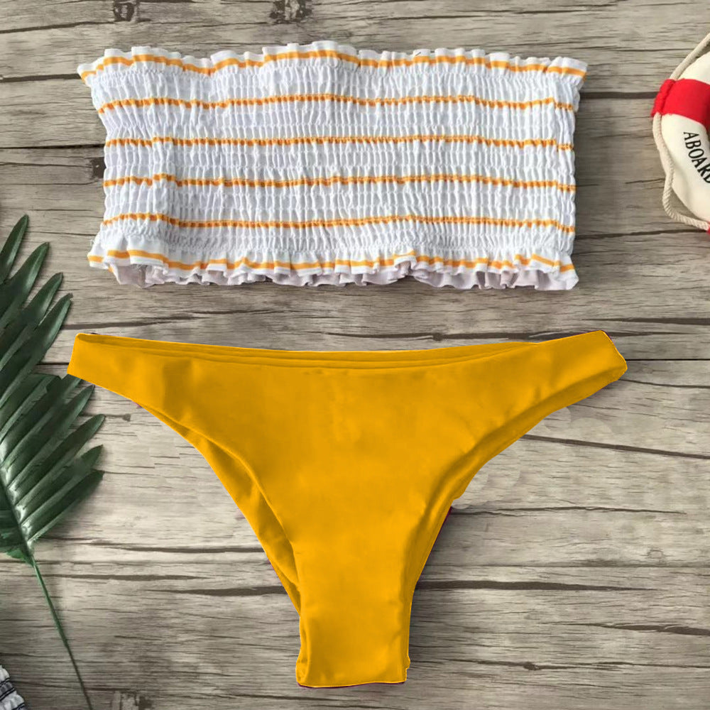 Ladies Bandeau Bikini Set with Fine Ruffle Design Mune Fashion