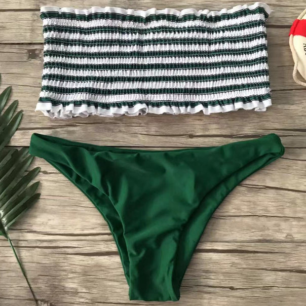 Ladies Bandeau Bikini Set with Fine Ruffle Design Mune Fashion