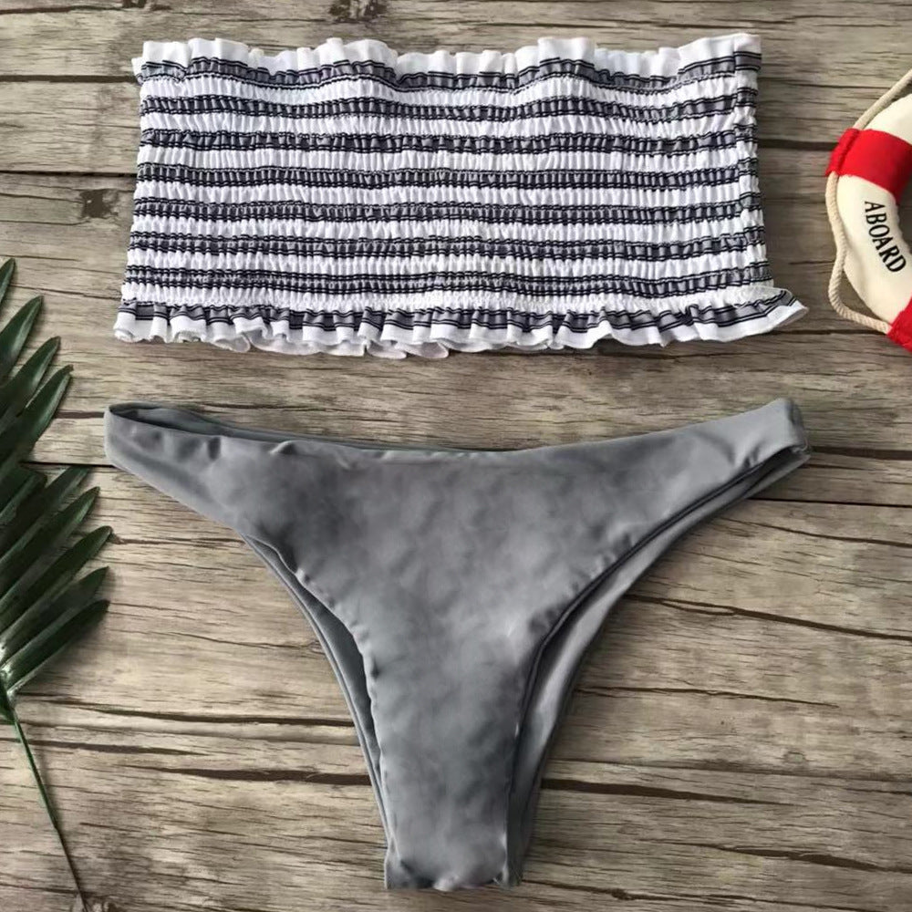 Ladies Bandeau Bikini Set with Fine Ruffle Design Mune Fashion