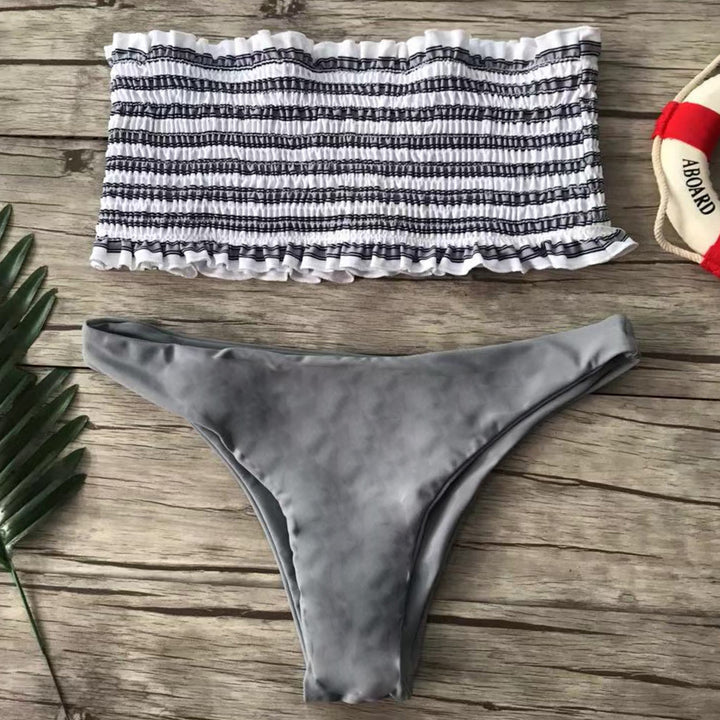 Ladies Bandeau Bikini Set with Fine Ruffle Design Mune Fashion