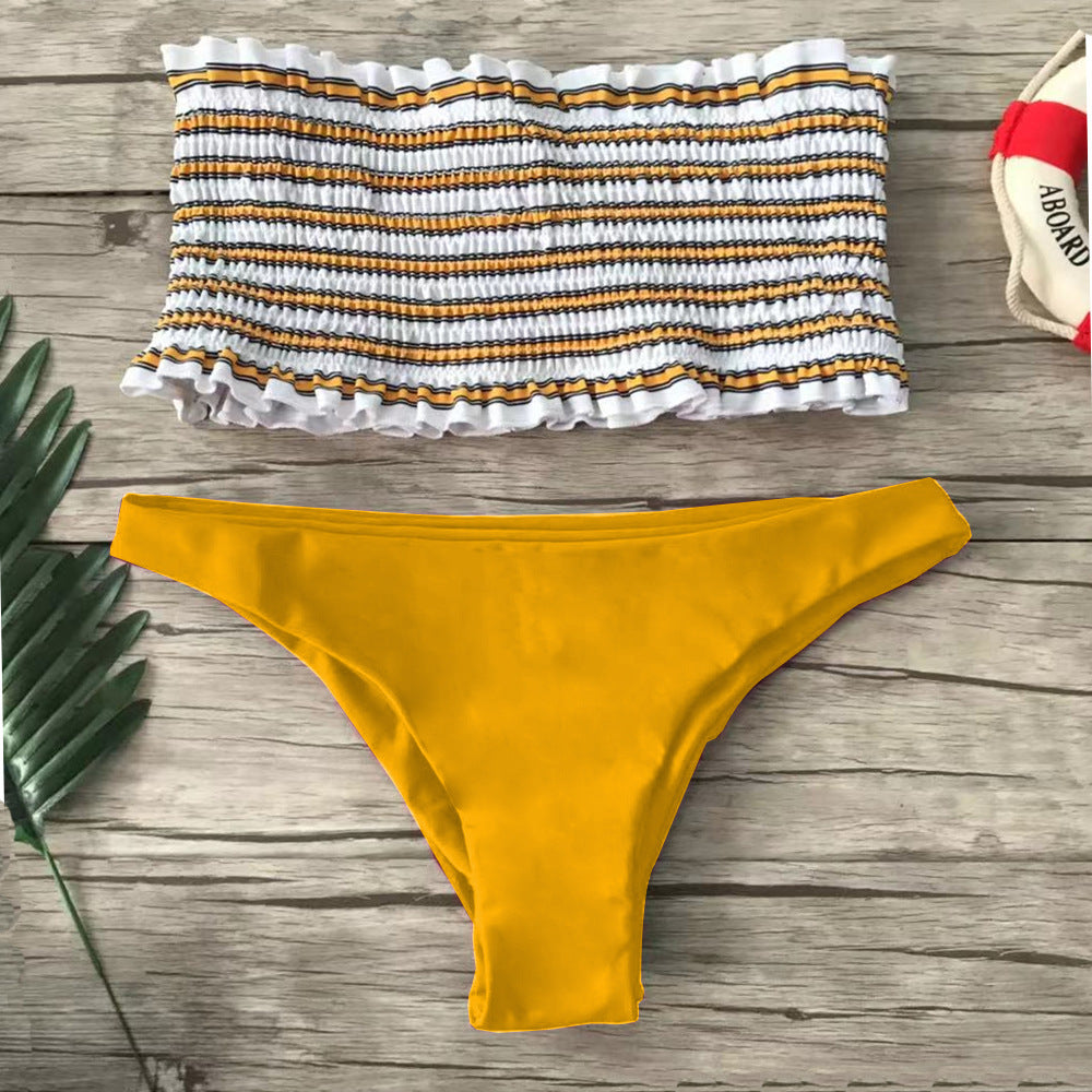 Ladies Bandeau Bikini Set with Fine Ruffle Design Mune Fashion