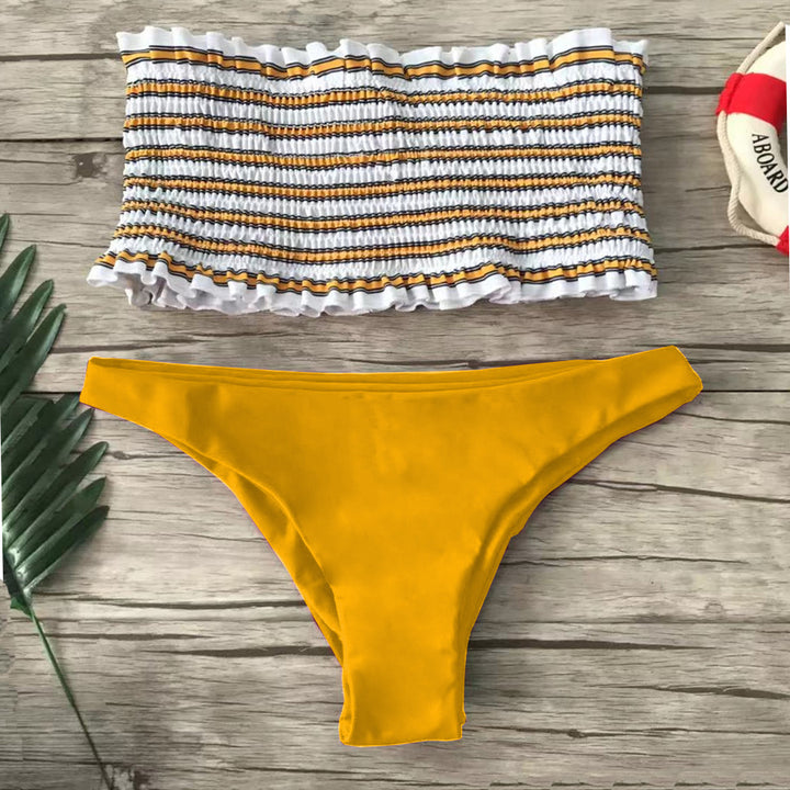 Ladies Bandeau Bikini Set with Fine Ruffle Design Mune Fashion