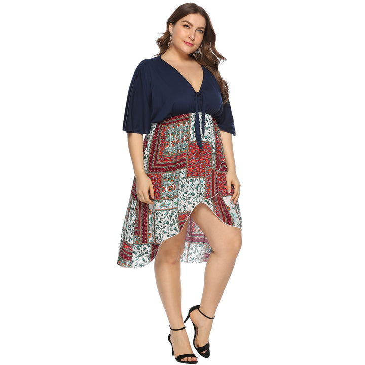 Women’s summer dress with asymmetric hem and floral pattern Mune Fashion