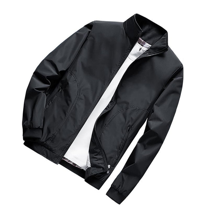 Men's Lightweight Microfiber Bomber Jacket with Stand-Up Collar and Elastic Cuffs Mune Fashion