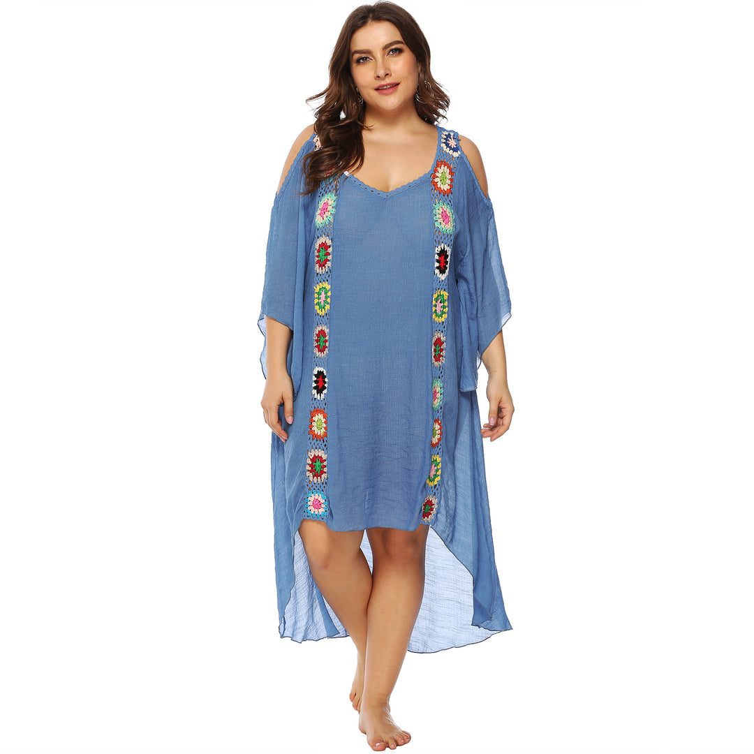 Women with floral embroidery beach cover-up Mune Fashion