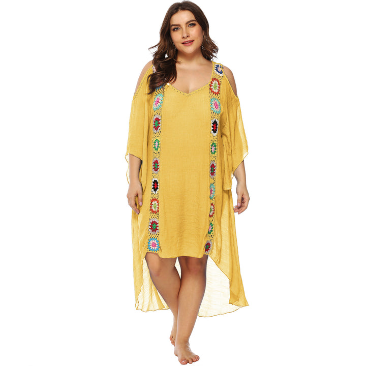 Women with floral embroidery beach cover-up Mune Fashion