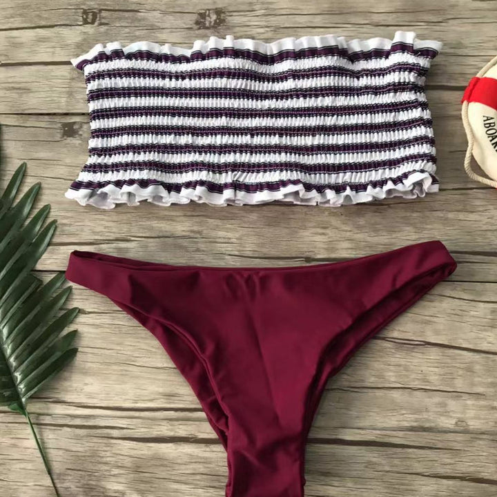 Ladies Bandeau Bikini Set with Fine Ruffle Design Mune Fashion
