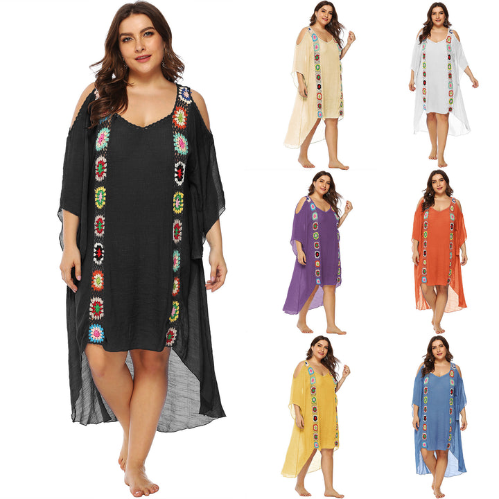 Women with floral embroidery beach cover-up Mune Fashion