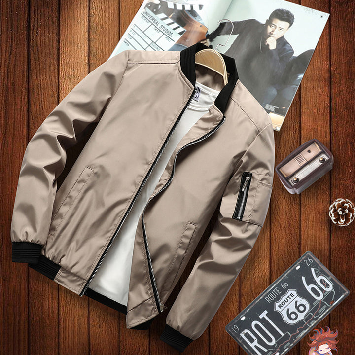 Men's Lightweight Nylon Bomber with Arm Pocket and Ribbed Cuffs Mune Fashion