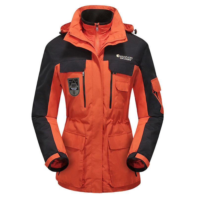 Men's waterproof breathable three-piece outdoor expedition jacket with hood and multifunction pockets Mune Fashion