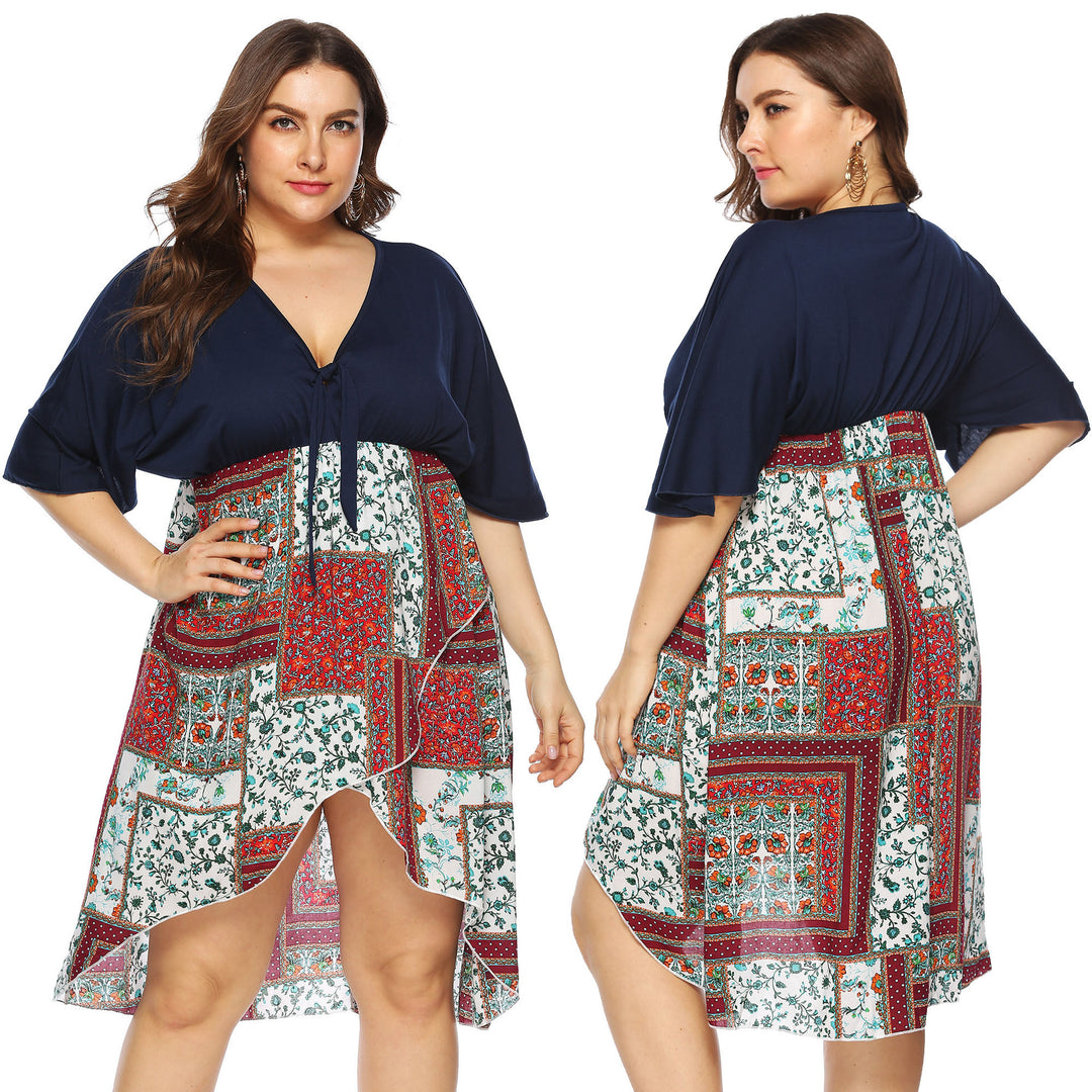 Women’s summer dress with asymmetric hem and floral pattern Mune Fashion