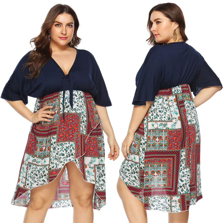 Women’s summer dress with asymmetric hem and floral pattern Mune Fashion