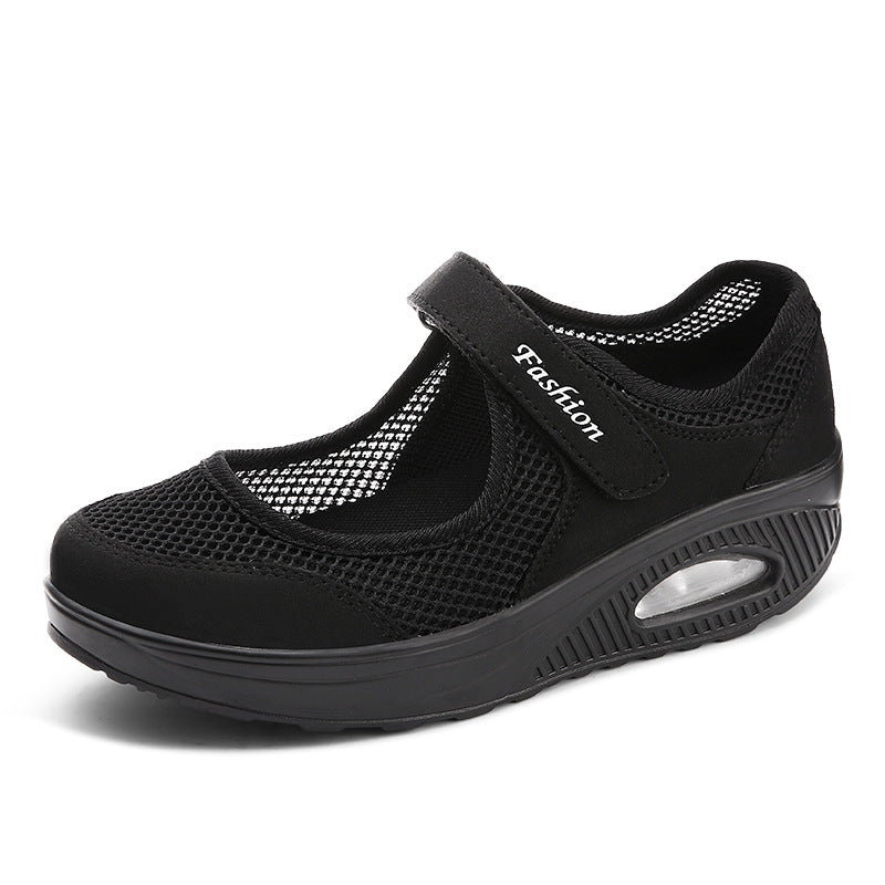 Women nan breathable strap ballerina walking shoe with Velcro and air cushion Mune Fashion