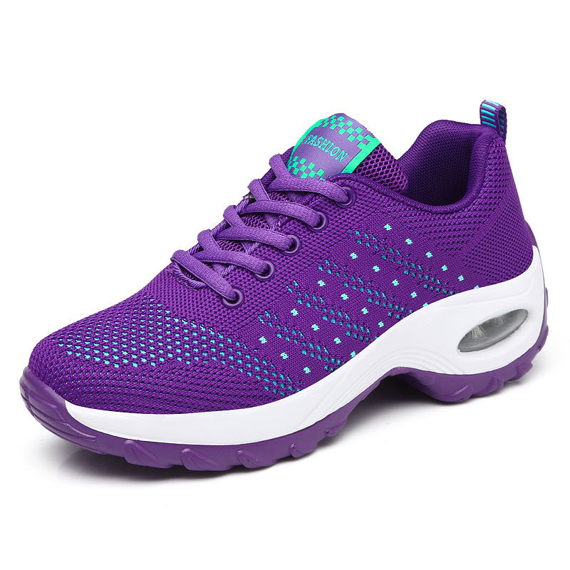 Women's lightweight mesh comfort sneakers with integrated air cushioning, padded heel collar, and springy wave sole Mune Fashion