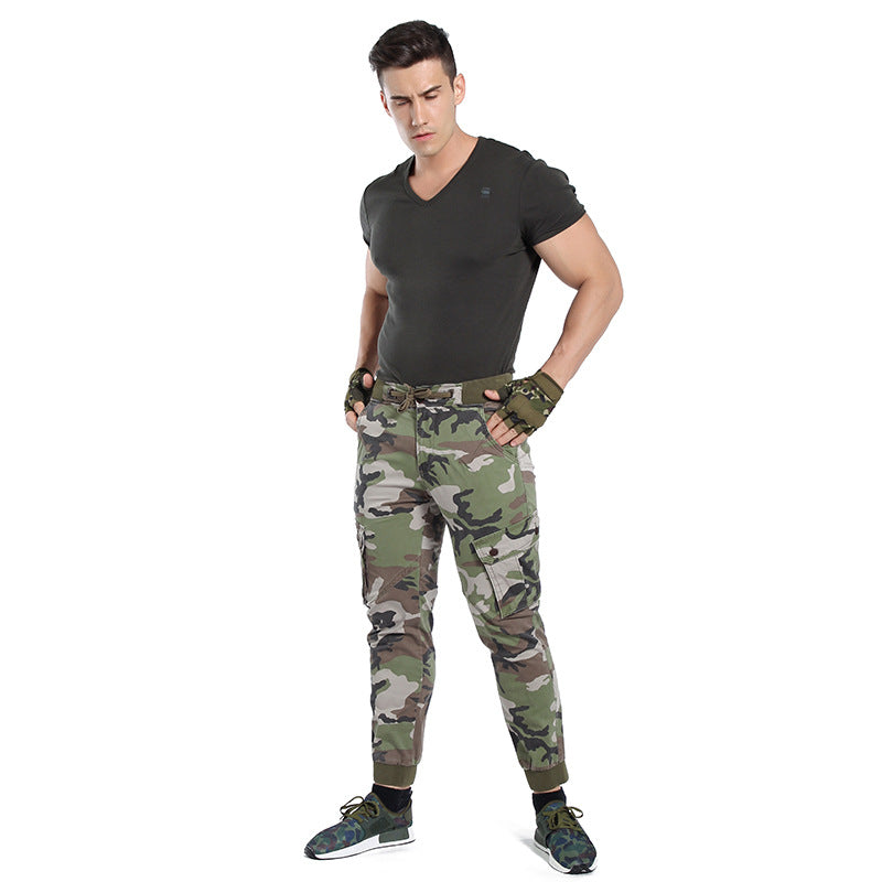 Men's cargo pants in army style with elastic waistband, drawstring, and cuffs Mune Fashion
