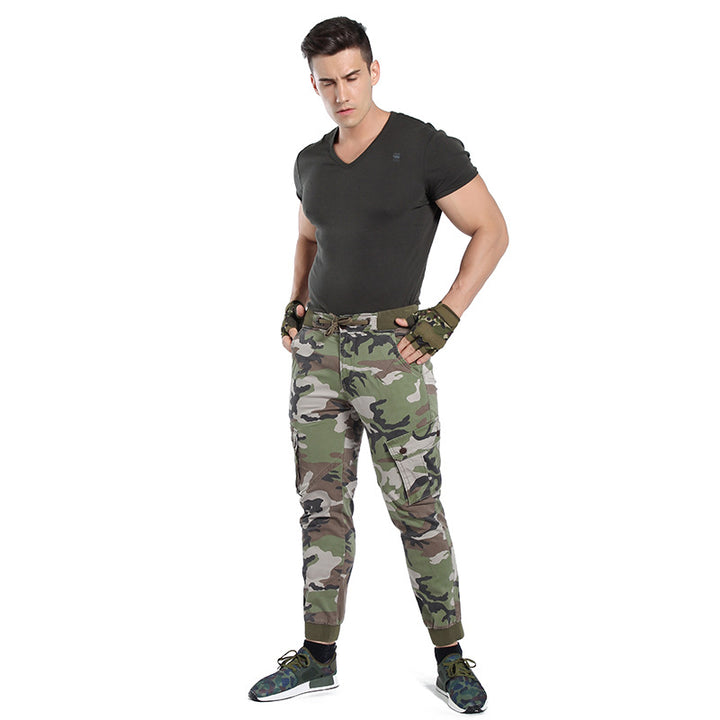 Men's cargo pants in army style with elastic waistband, drawstring, and cuffs Mune Fashion