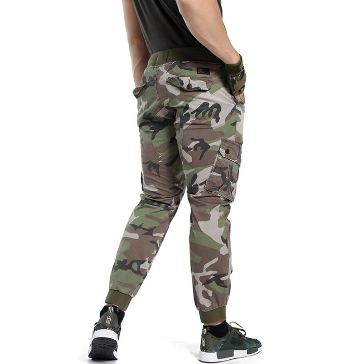 Men's cargo pants in army style with elastic waistband, drawstring, and cuffs Mune Fashion