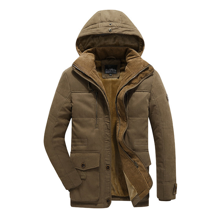 Men Water-Repellent Padded Parka with Hood Thermo Lining and Multiple Pockets Mune Fashion