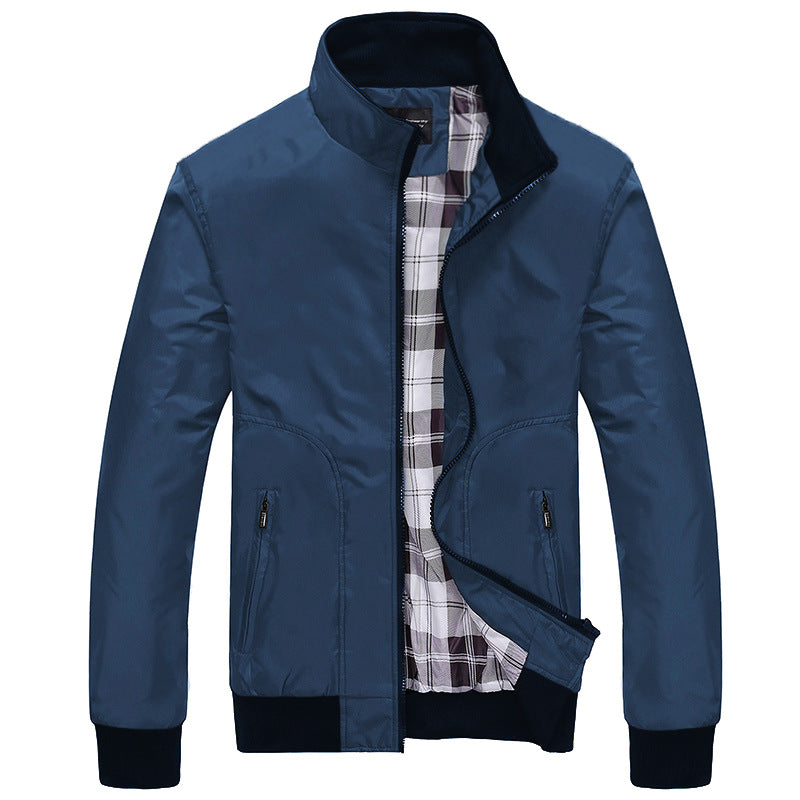 Men's short jacket with checkered lining, stand-up collar and zippered pockets Mune Fashion