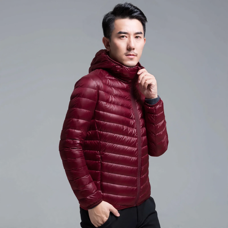 Light men's down jacket, short, various styles