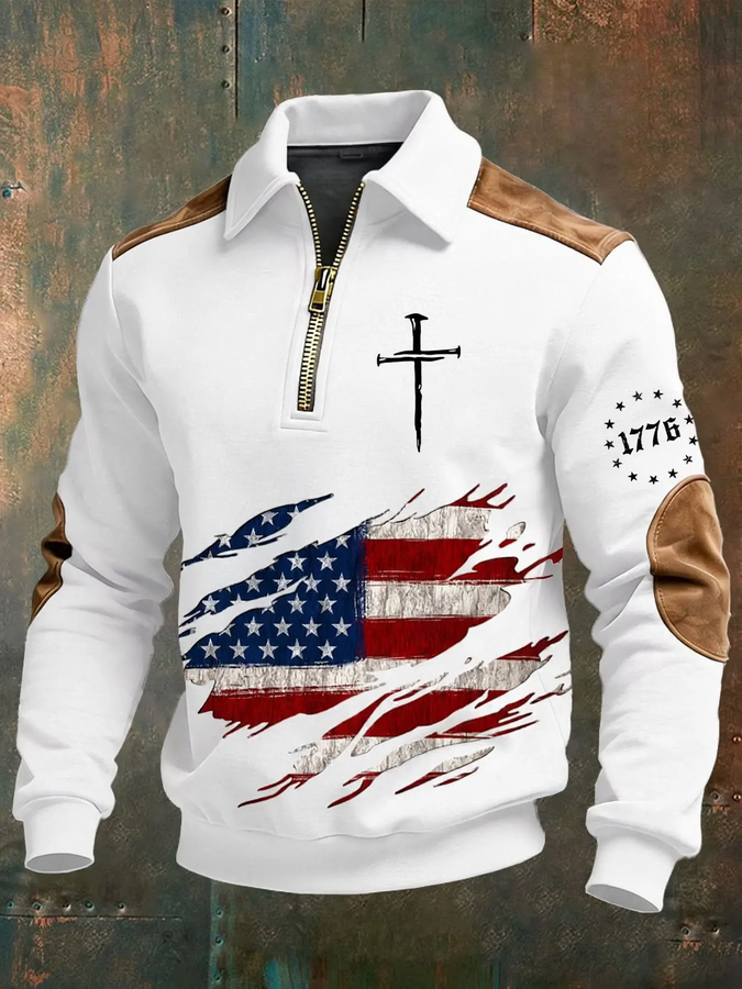 Men's sweatshirt with 3D print and zipper